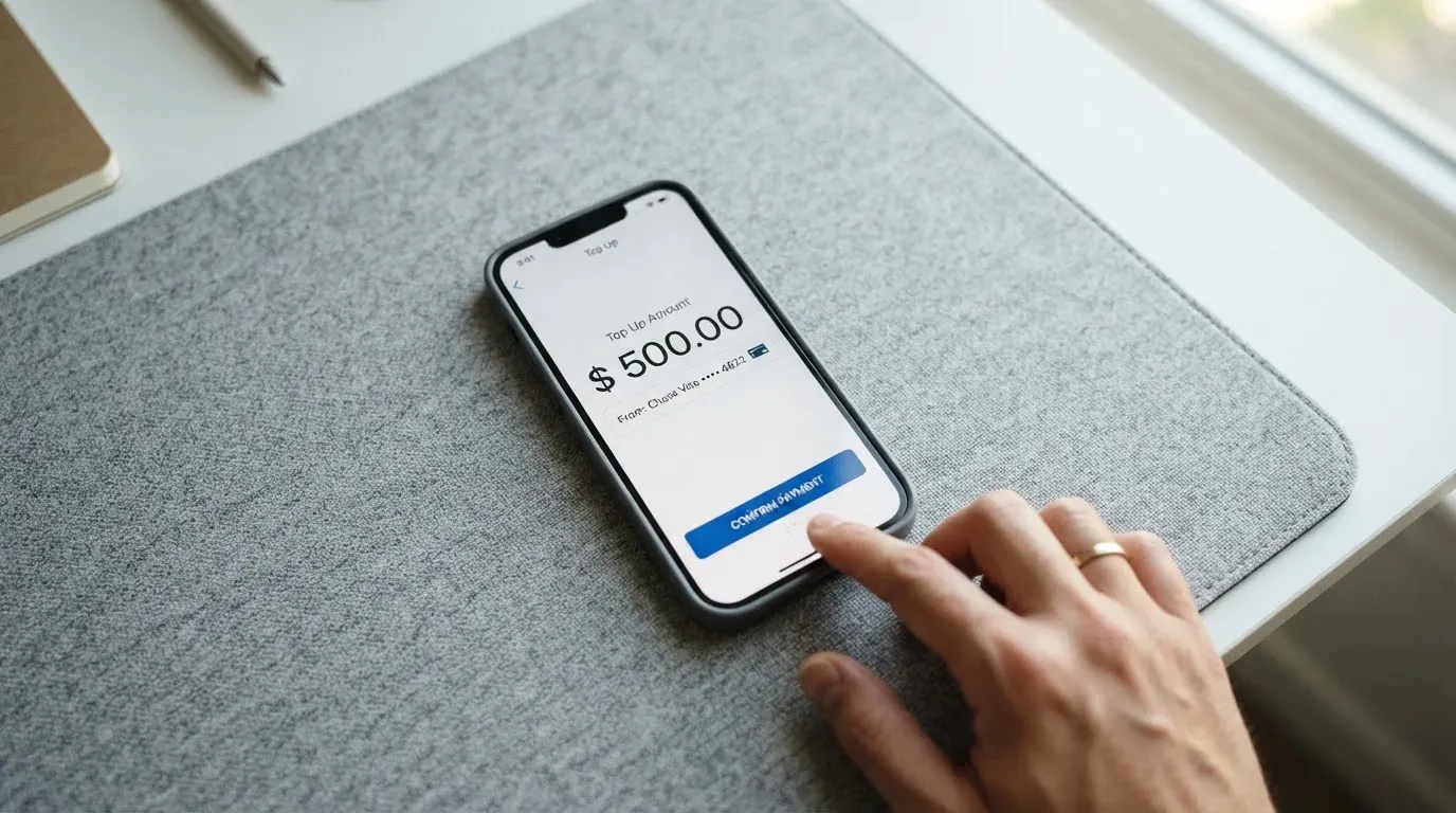 A phone showing a stablecoin transfer screen