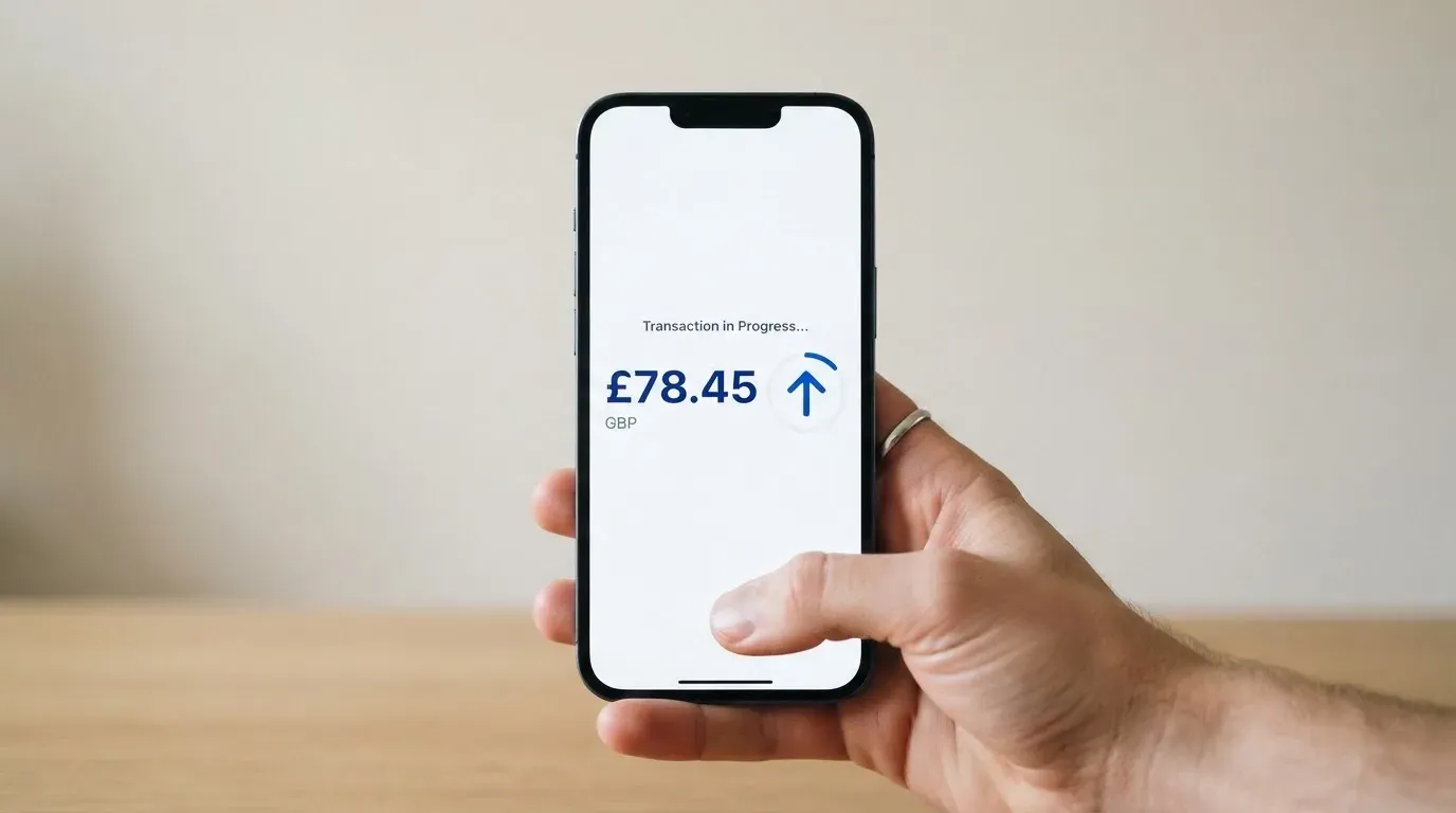 A phone showing a stablecoin transfer screen