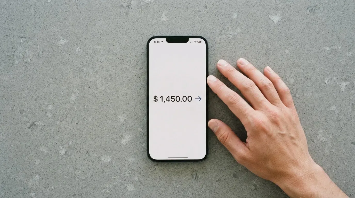 A phone showing a stablecoin transfer screen