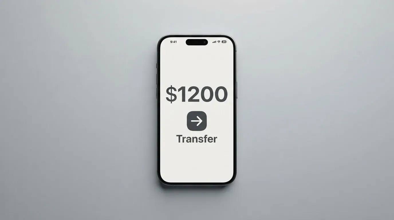 A phone showing a stablecoin transfer screen
