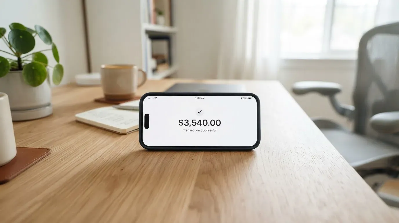 A phone showing a stablecoin transfer screen