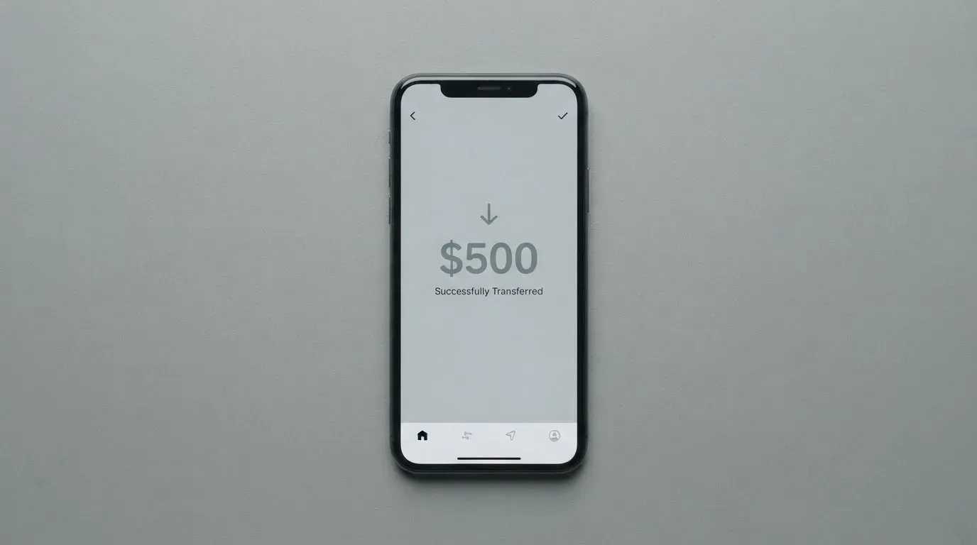 A phone showing a stablecoin transfer screen