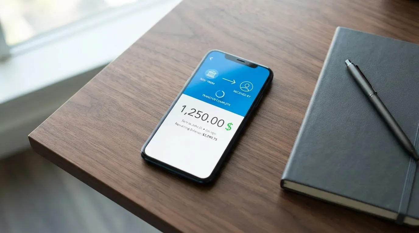A phone showing a stablecoin transfer screen