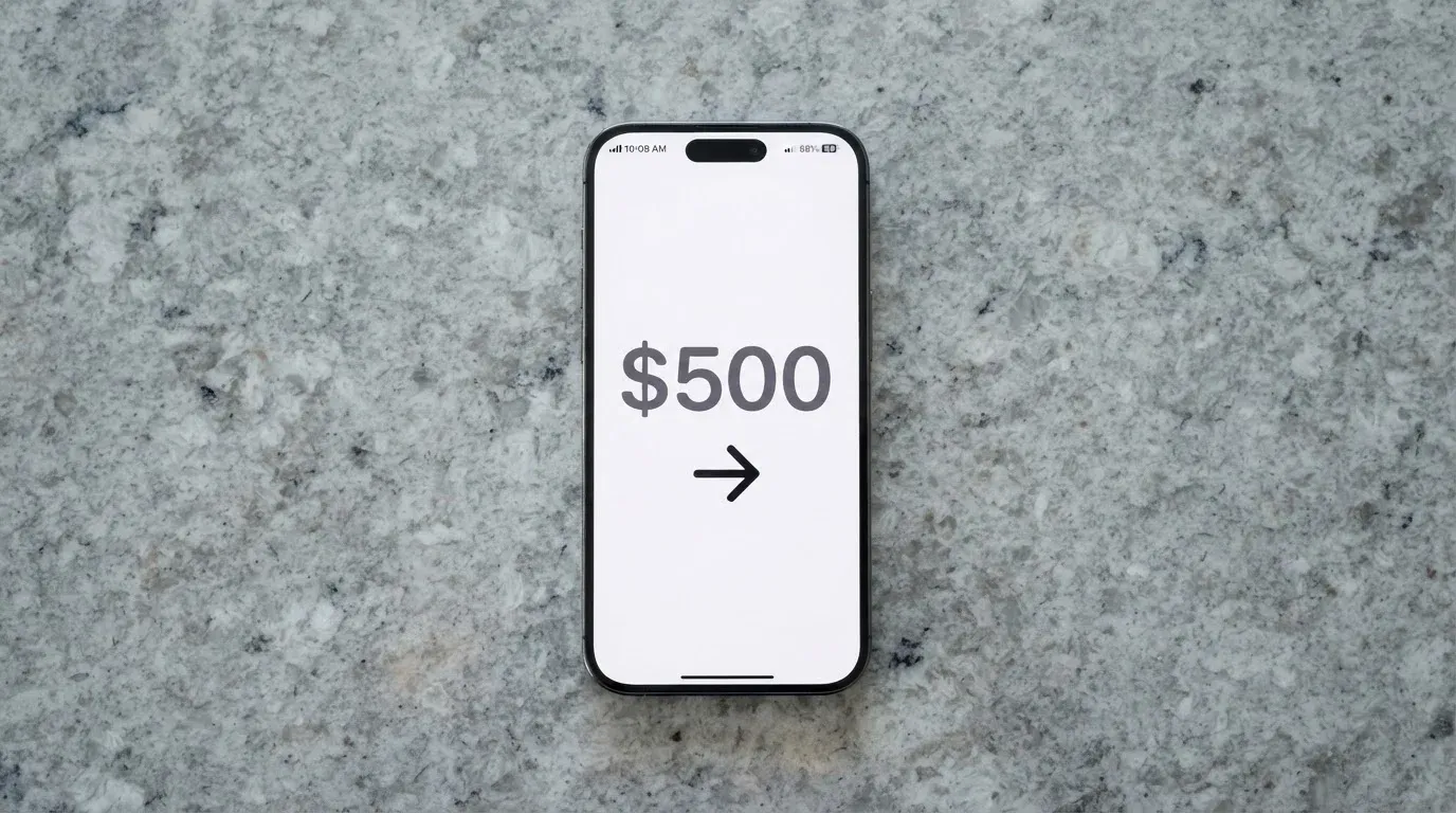 A phone showing a stablecoin transfer screen