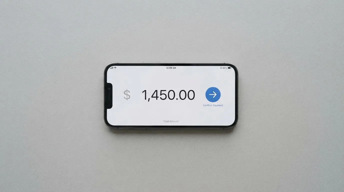 A phone showing a stablecoin transfer screen