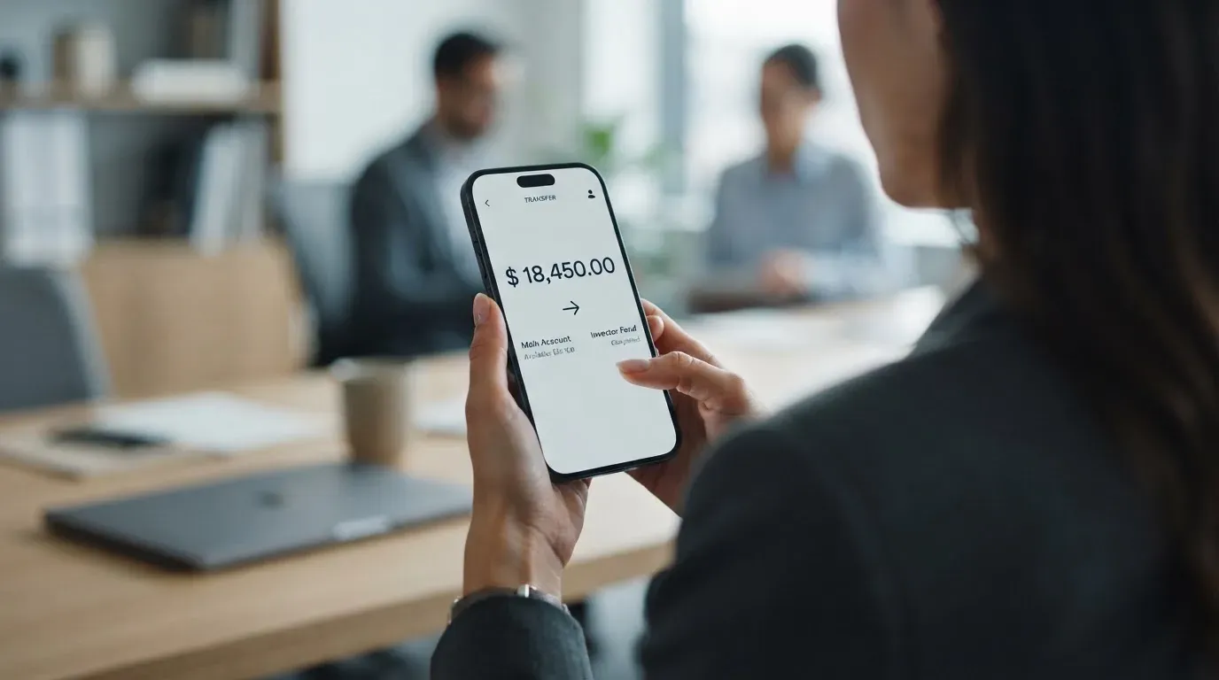 A phone showing a stablecoin transfer screen