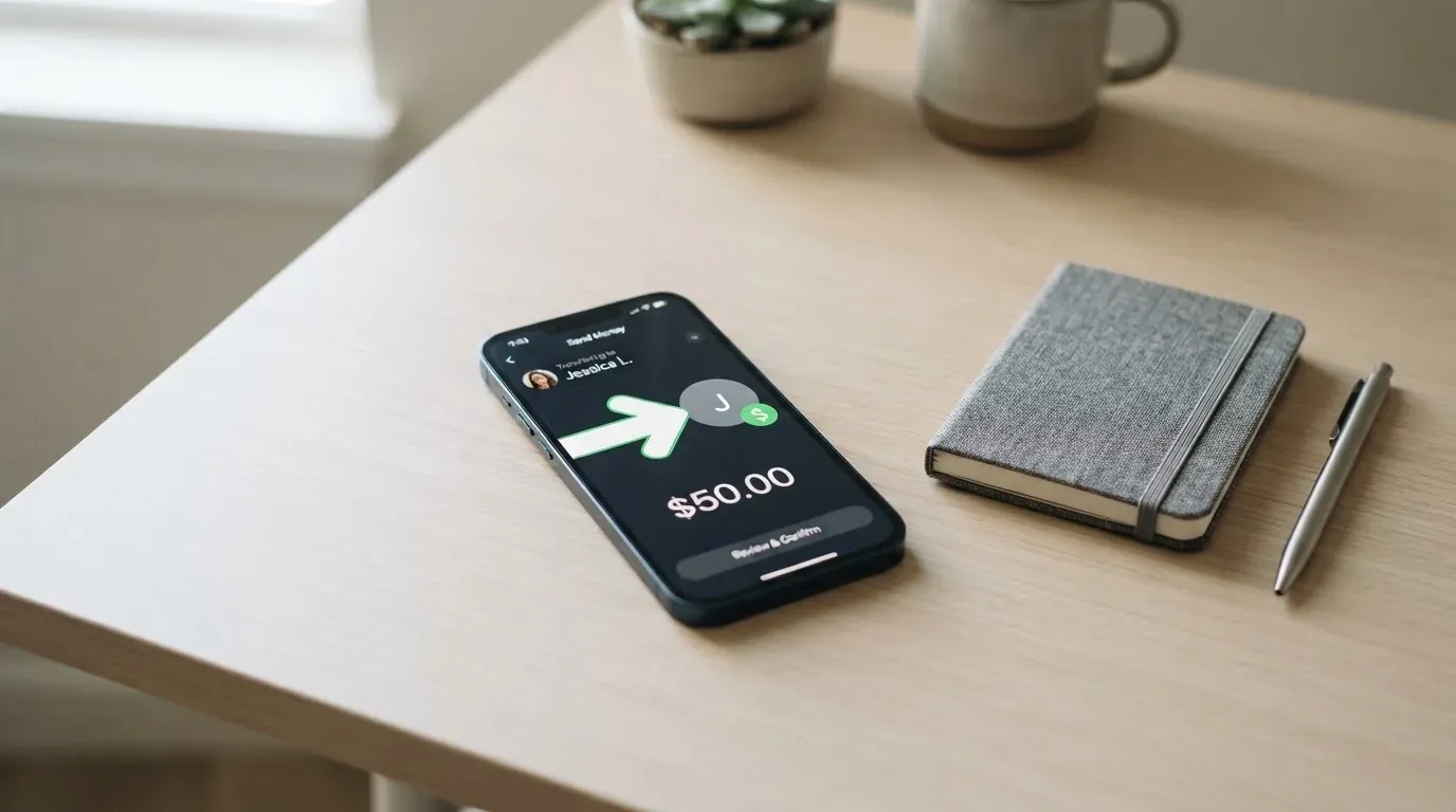 A phone showing a stablecoin transfer screen