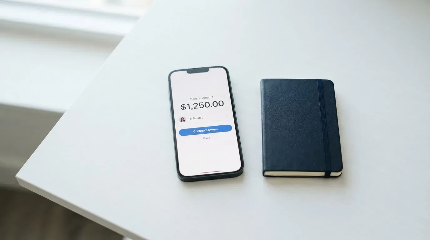 A phone showing a stablecoin transfer screen