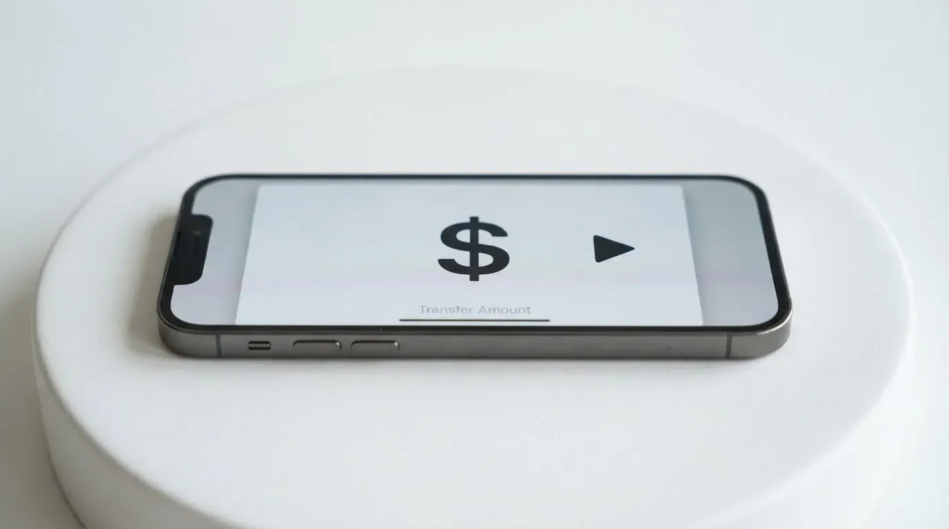 A phone showing a stablecoin transfer screen