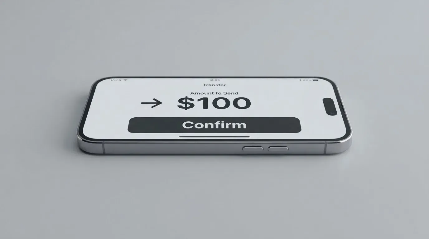 A phone showing a stablecoin transfer screen