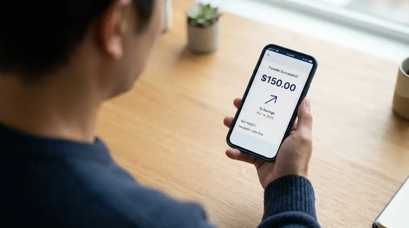 A phone showing a stablecoin transfer screen