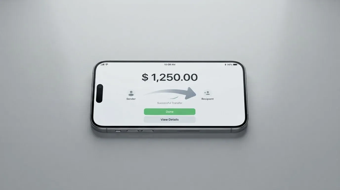 A phone showing a stablecoin transfer screen