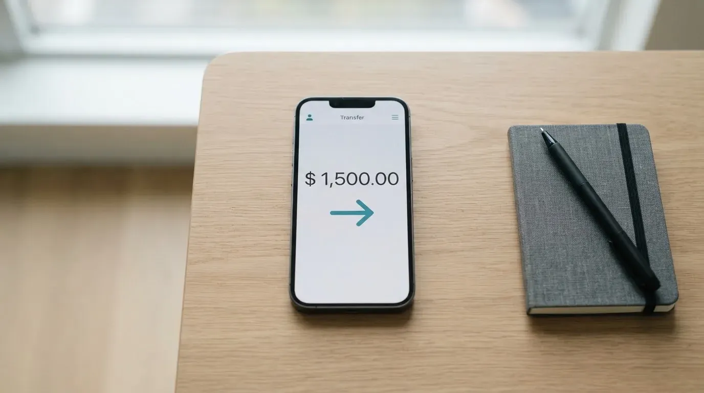 A phone showing a stablecoin transfer screen