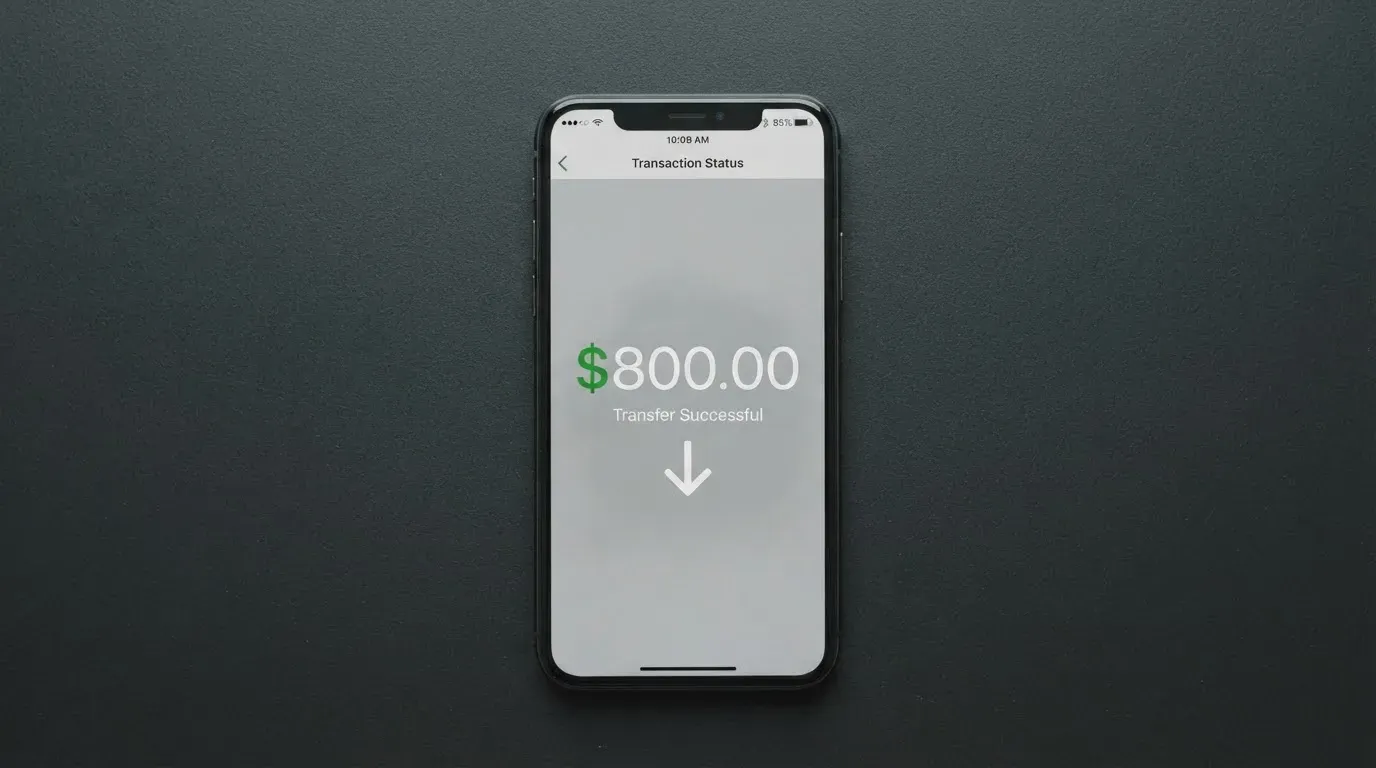 A phone showing a stablecoin transfer screen