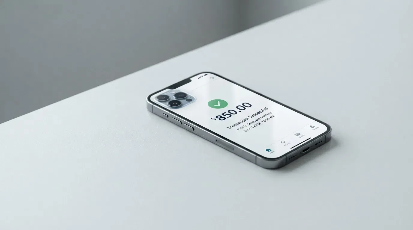 A phone showing a stablecoin transfer screen
