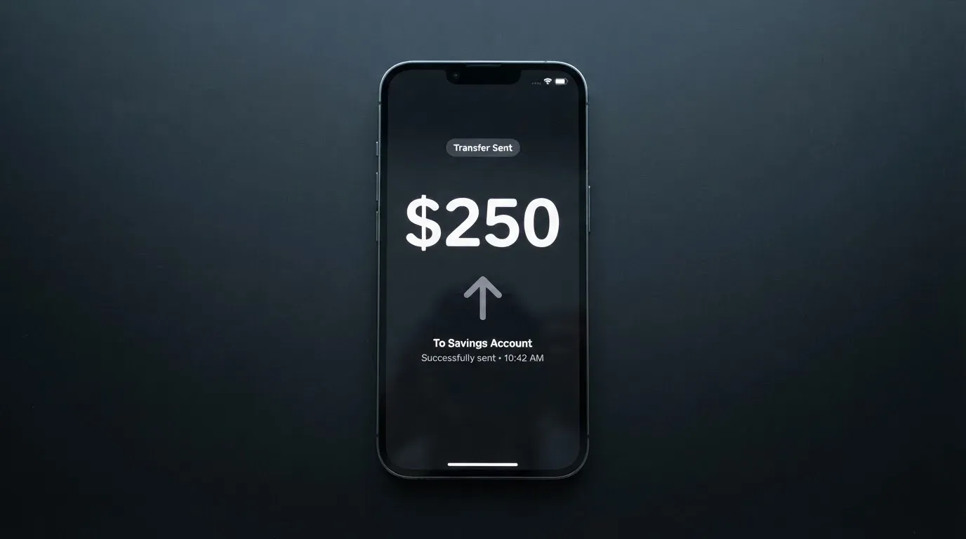 A phone showing a stablecoin transfer screen