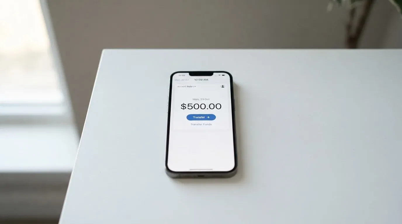A phone showing a stablecoin transfer screen