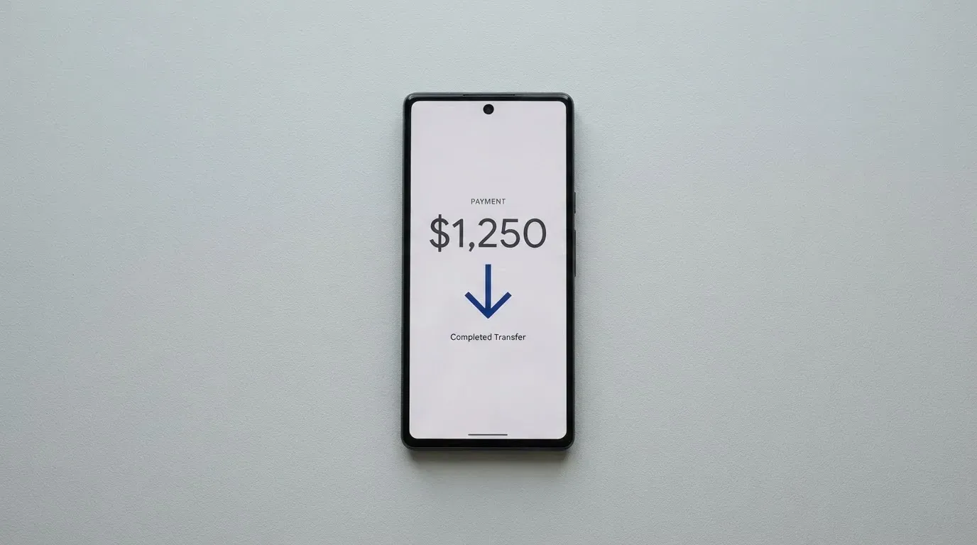 A phone showing a stablecoin transfer screen