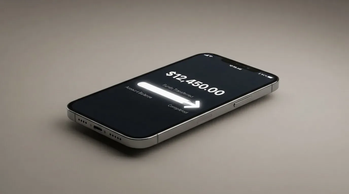 A phone showing a stablecoin transfer screen