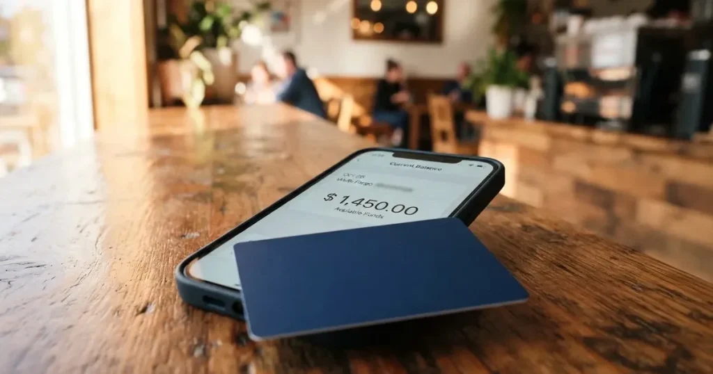 A payment card next to a phone with a crypto wallet app open