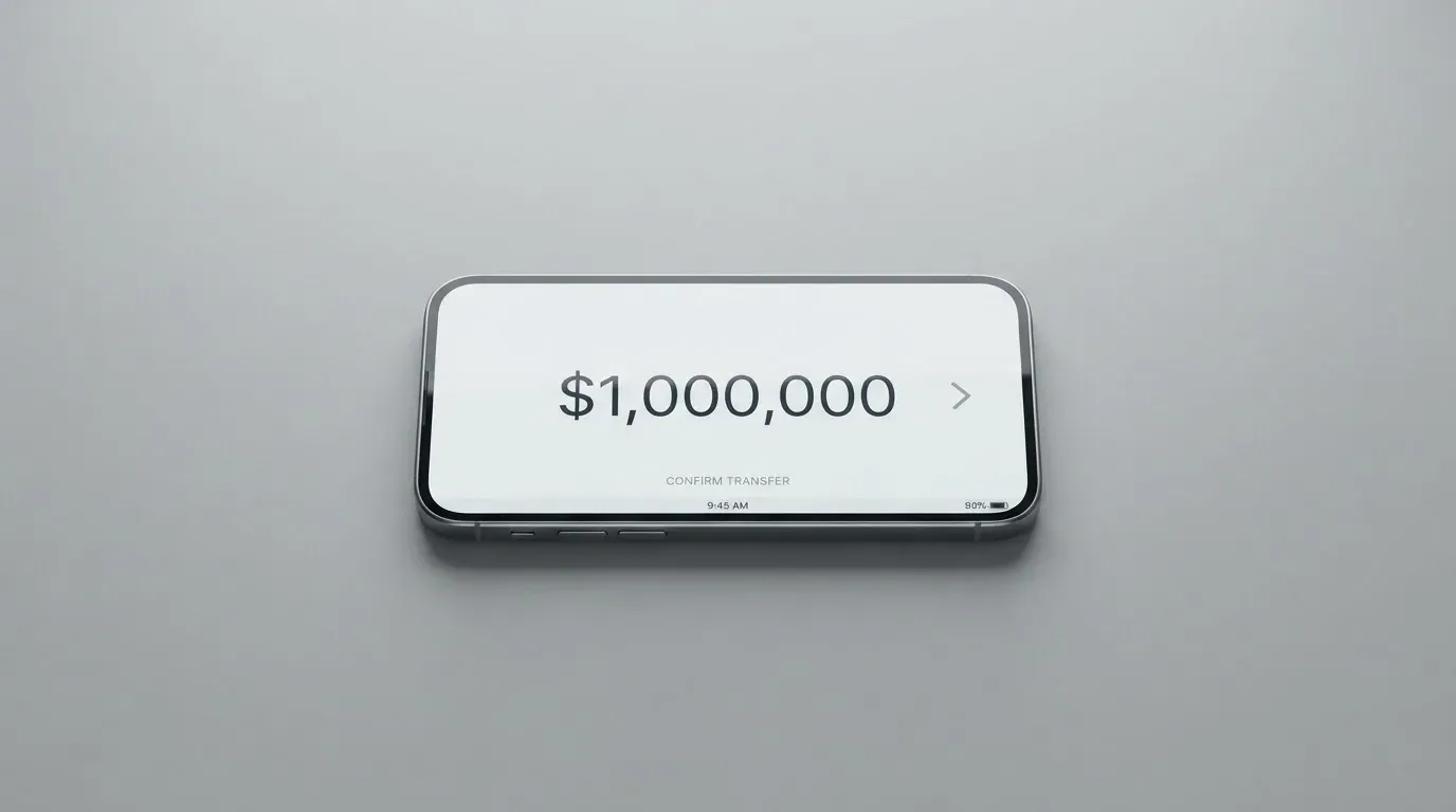A phone showing a stablecoin transfer screen