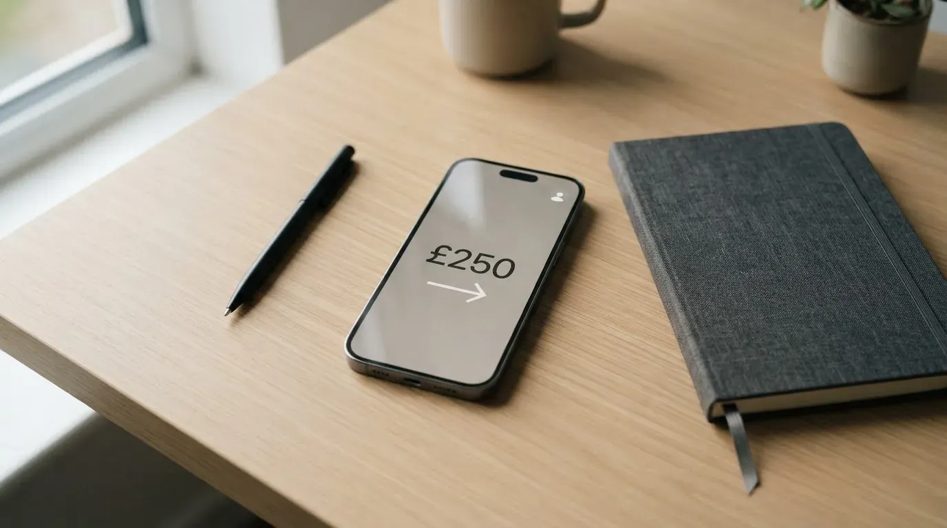 A phone showing a stablecoin transfer screen