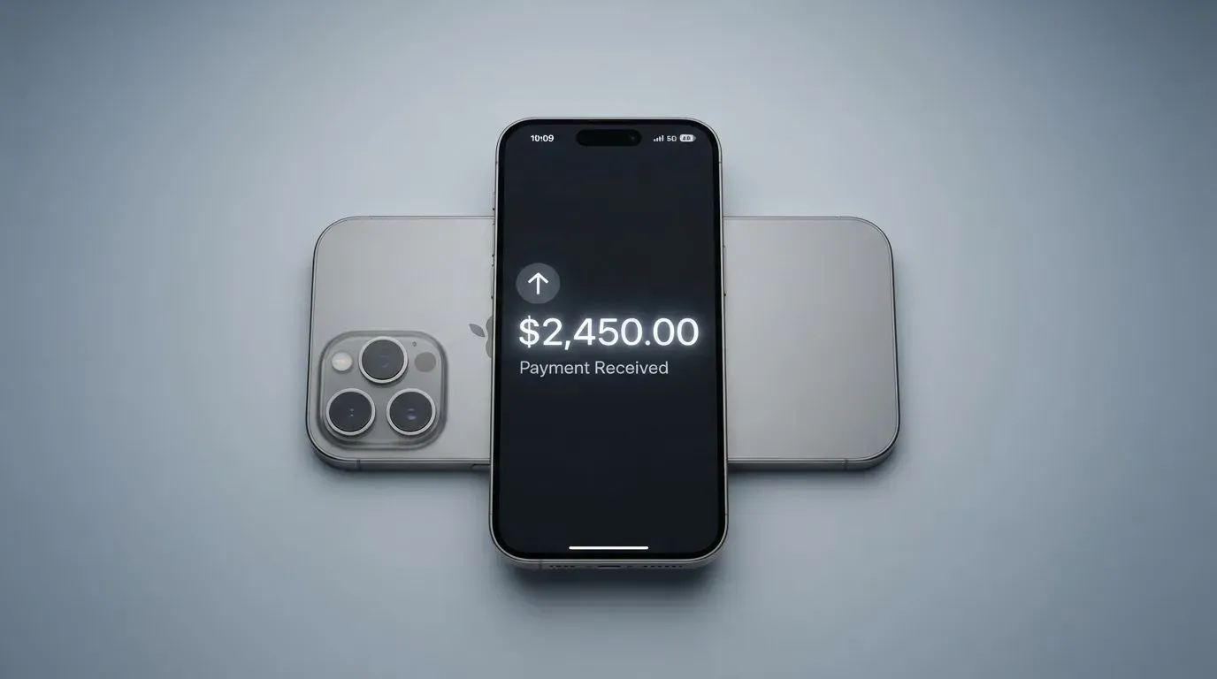 A phone showing a stablecoin transfer screen