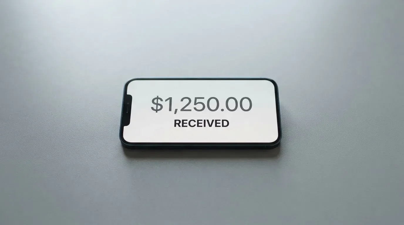 A phone showing a stablecoin transfer screen