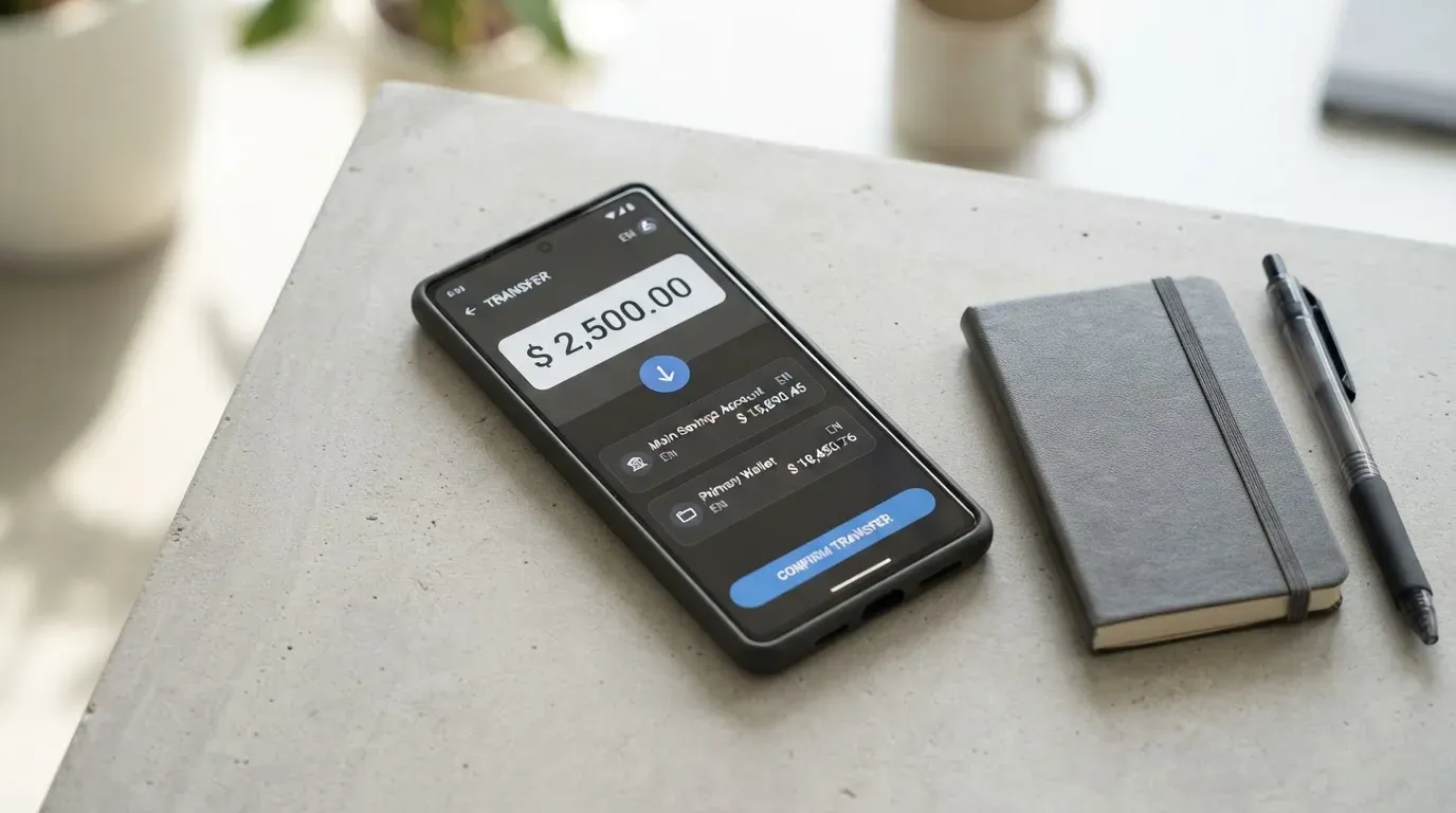 A phone showing a stablecoin transfer screen