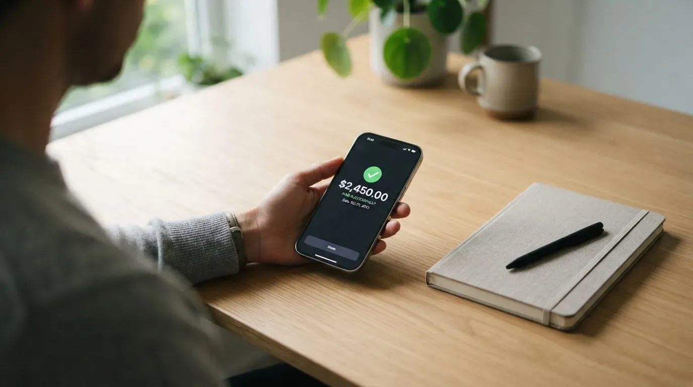 A phone showing a stablecoin transfer screen