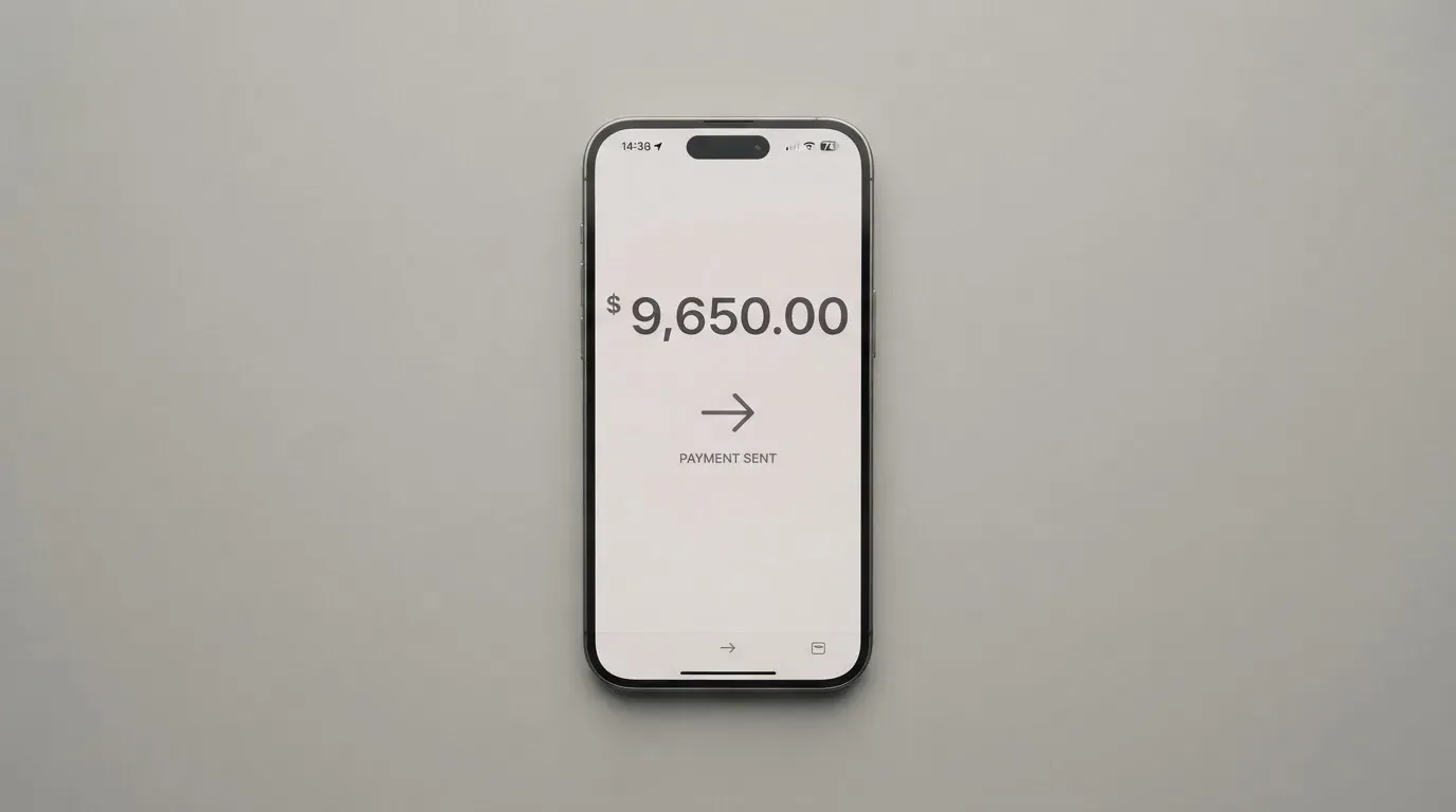 A phone showing a stablecoin transfer screen