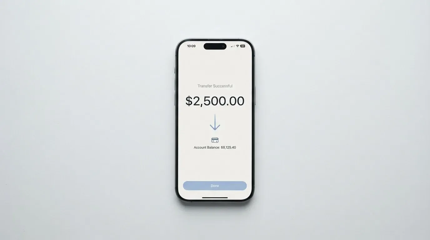 A phone showing a stablecoin transfer screen