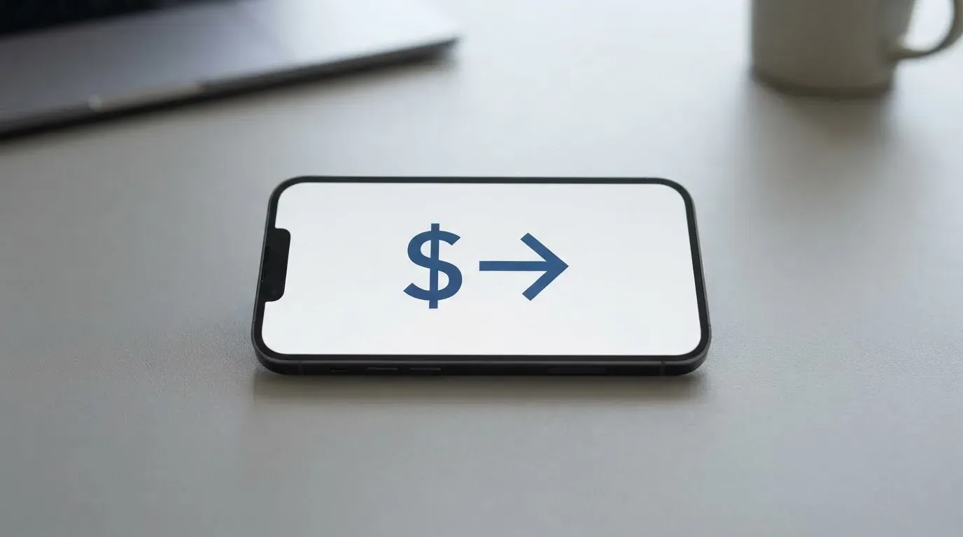 A phone showing a stablecoin transfer screen
