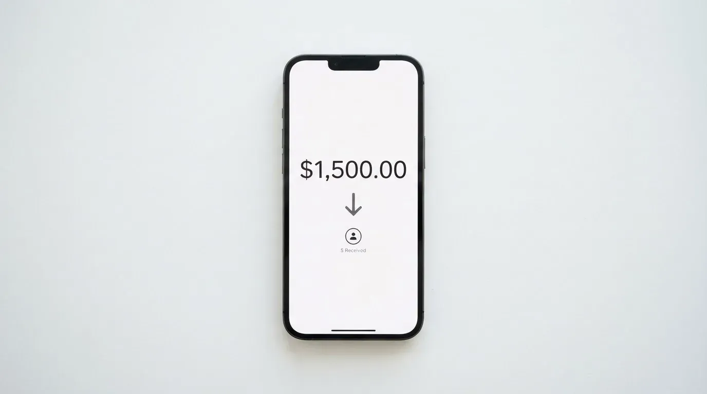 A phone showing a stablecoin transfer screen