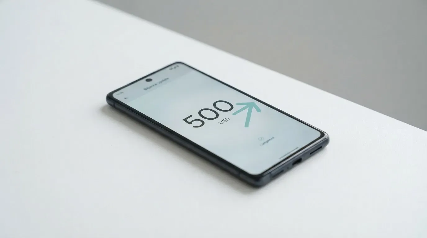 A phone showing a stablecoin transfer screen