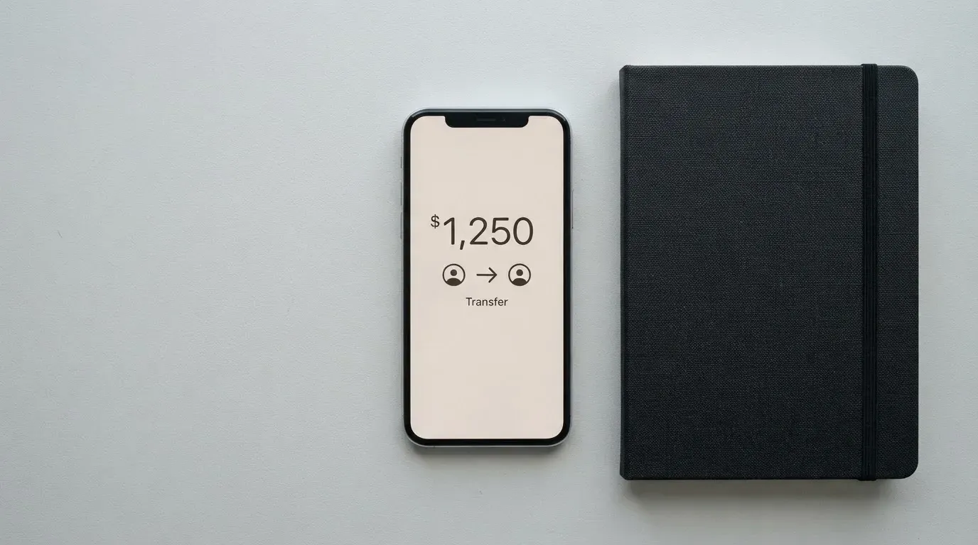 A phone showing a stablecoin transfer screen