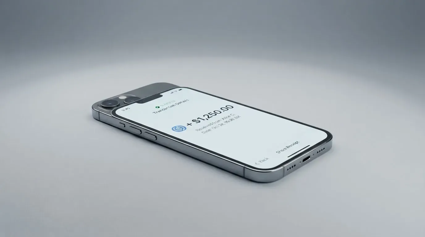A phone showing a stablecoin transfer screen