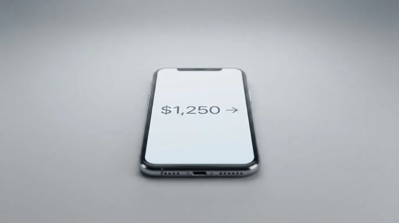 A phone showing a stablecoin transfer screen
