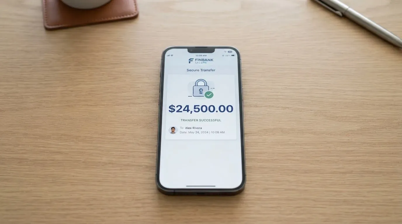 A phone showing a stablecoin transfer screen