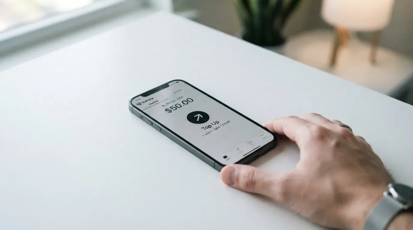 A phone showing a stablecoin transfer screen