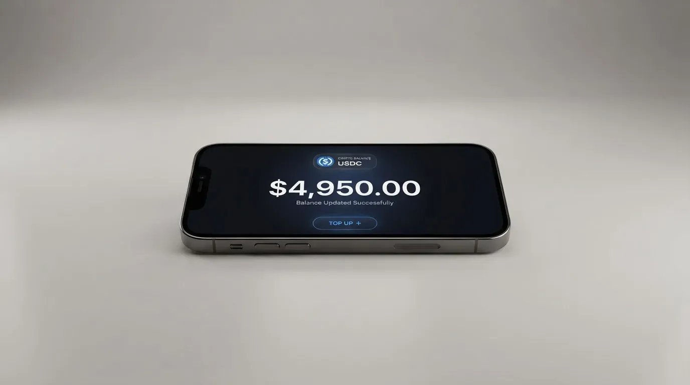 A phone showing a stablecoin transfer screen