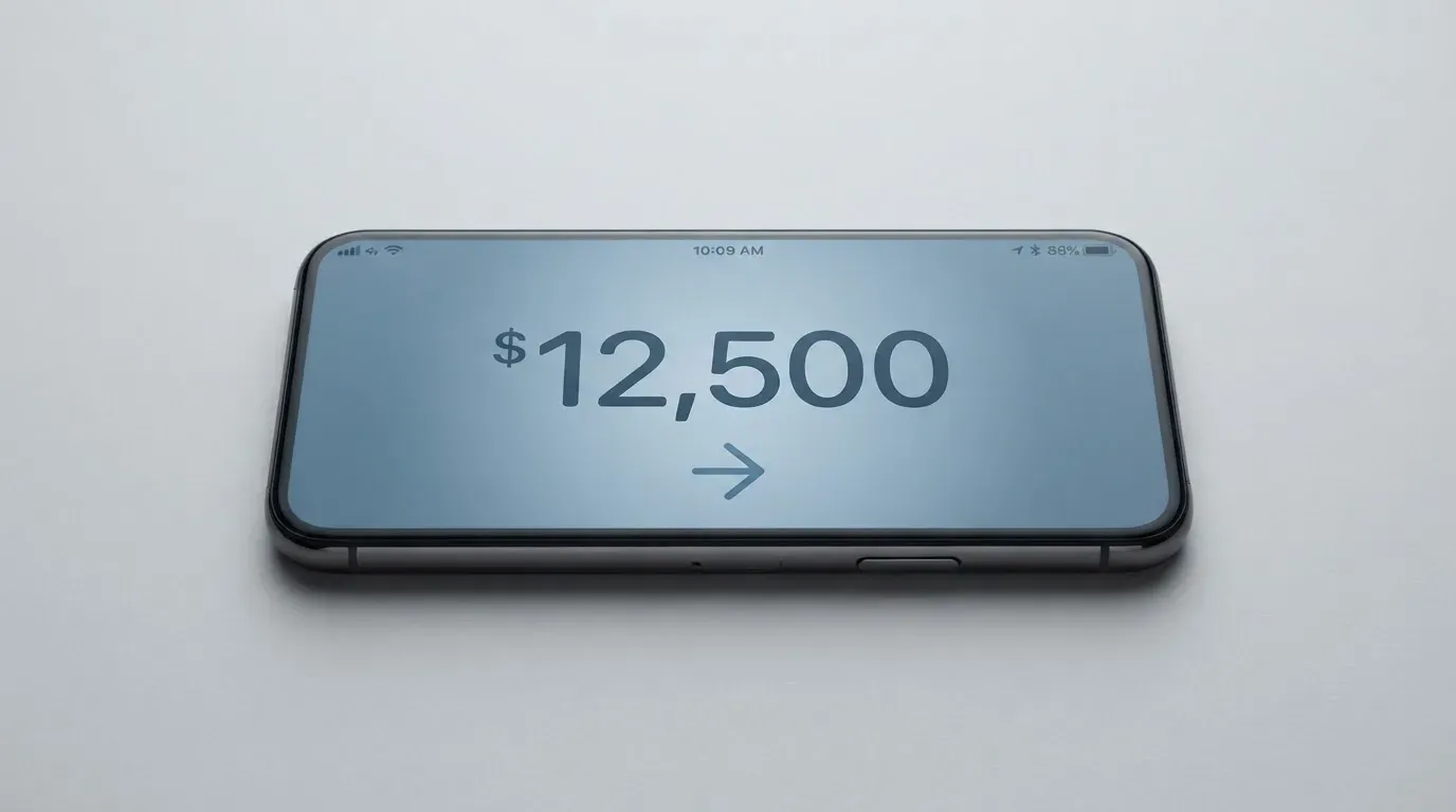 A phone showing a stablecoin transfer screen