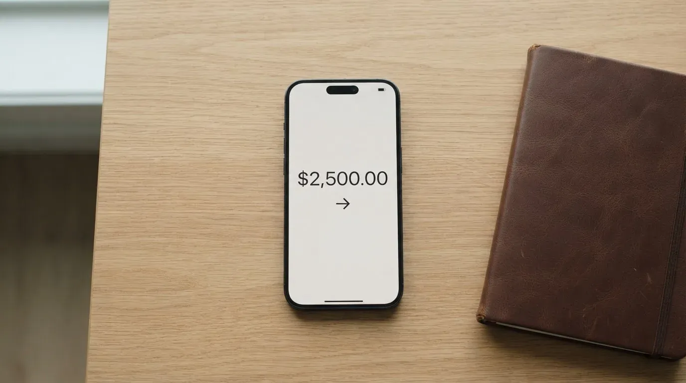 A phone showing a stablecoin transfer screen