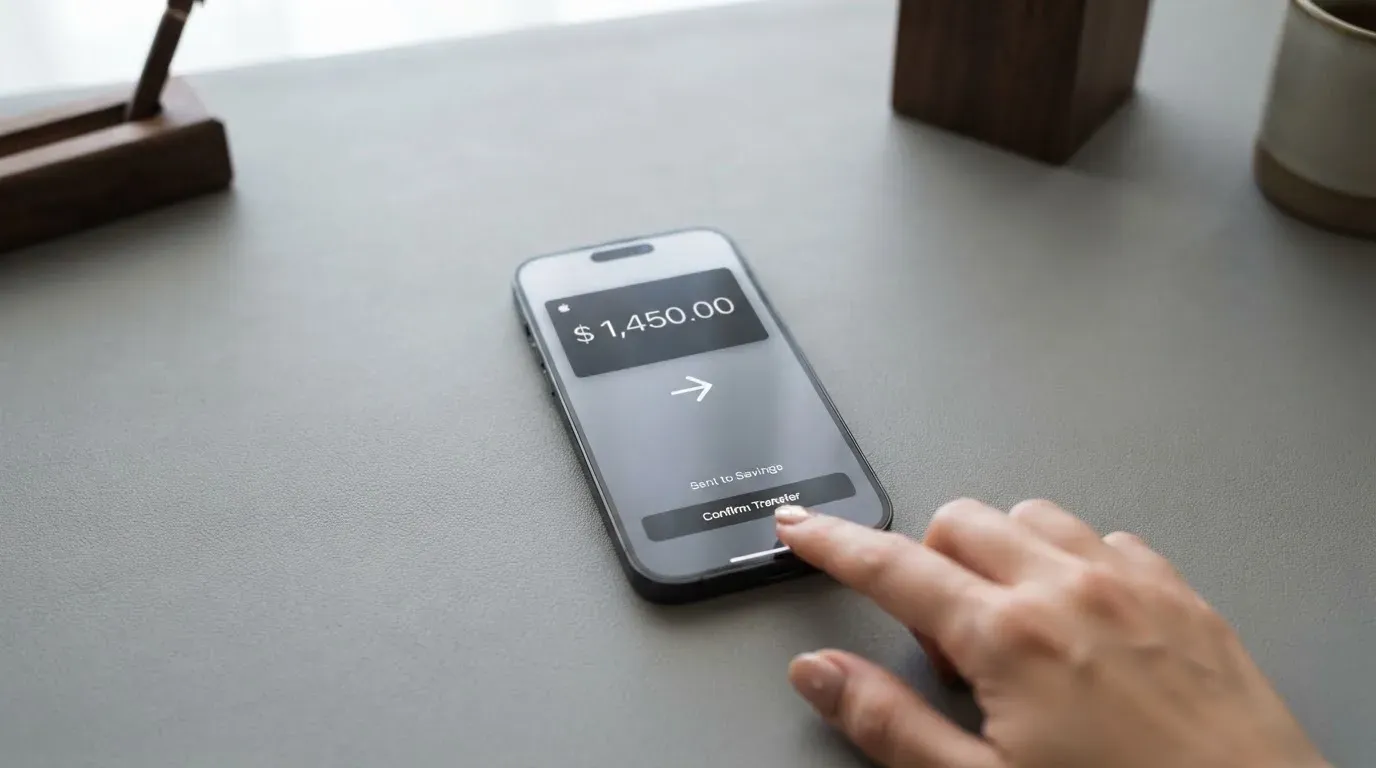 A phone showing a stablecoin transfer screen