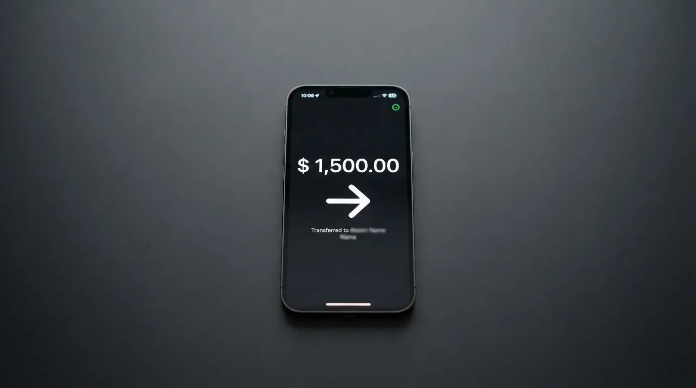 A phone showing a stablecoin transfer screen