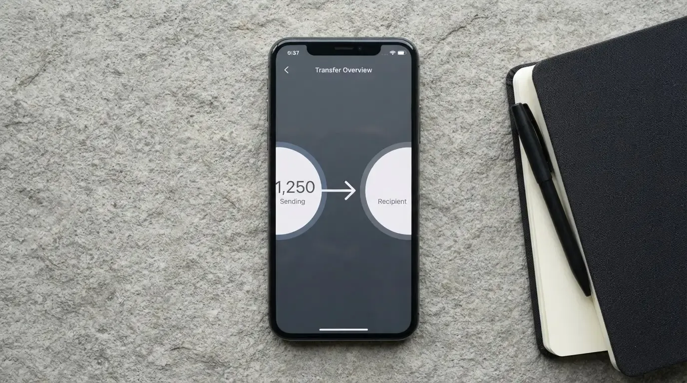 A phone showing a stablecoin transfer screen