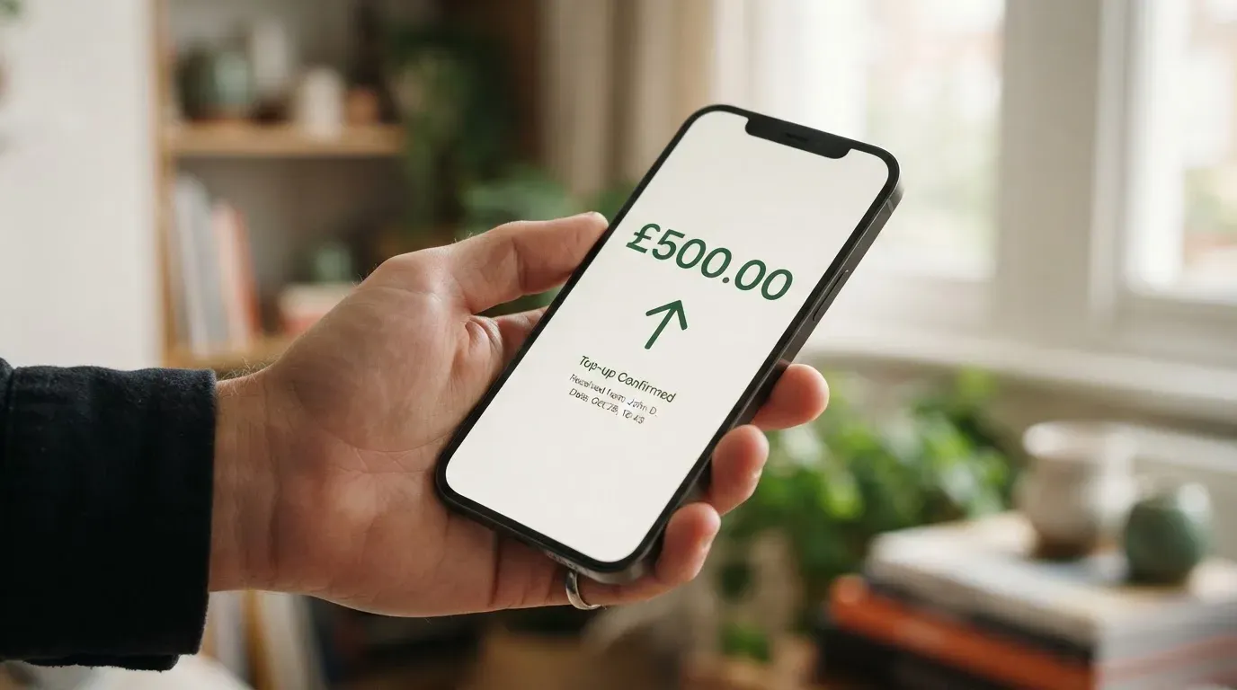 A phone showing a stablecoin transfer screen