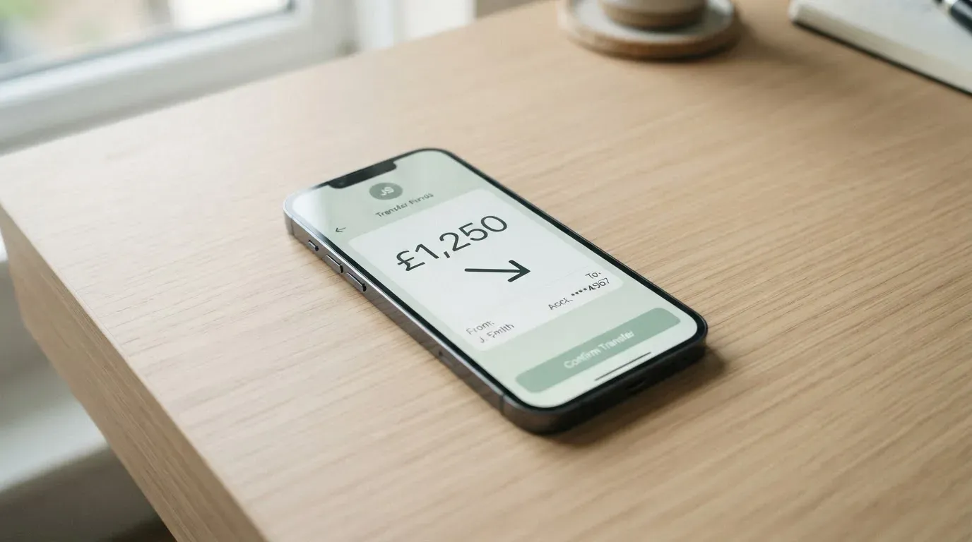A phone showing a stablecoin transfer screen