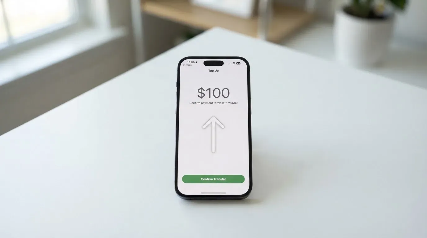 A phone showing a stablecoin transfer screen