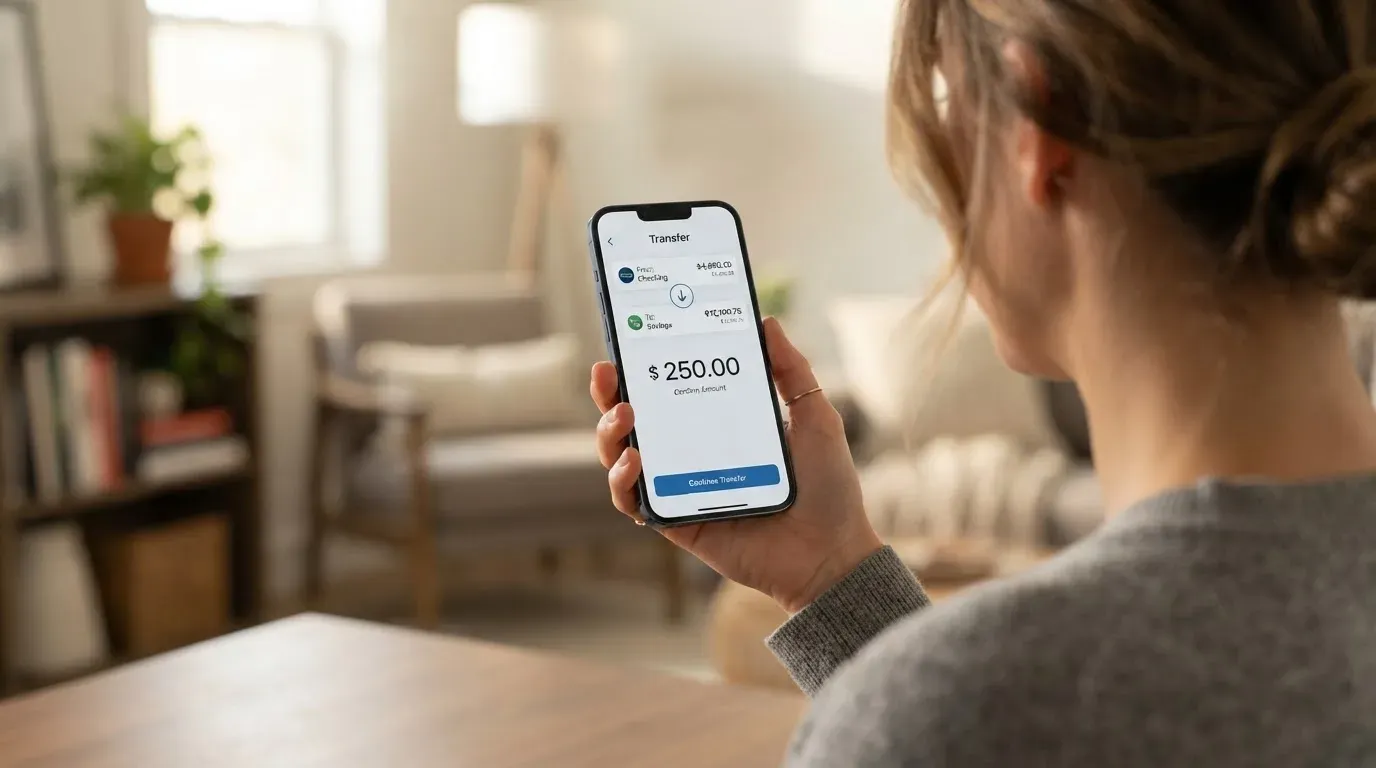 A phone showing a stablecoin transfer screen